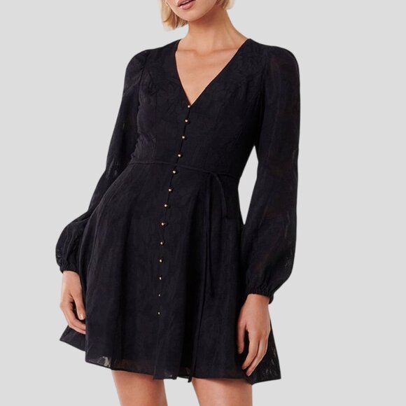 Ever New Navy Carina Button-Front V-Neck Lace A-Line Mini Dress - Picture 1 of 16